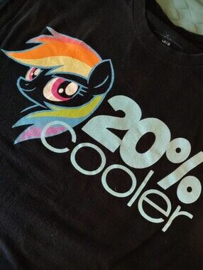 MAD Engine Black Tee Rainbow Dash My Little Pony Brony 20% Cooler Men Large